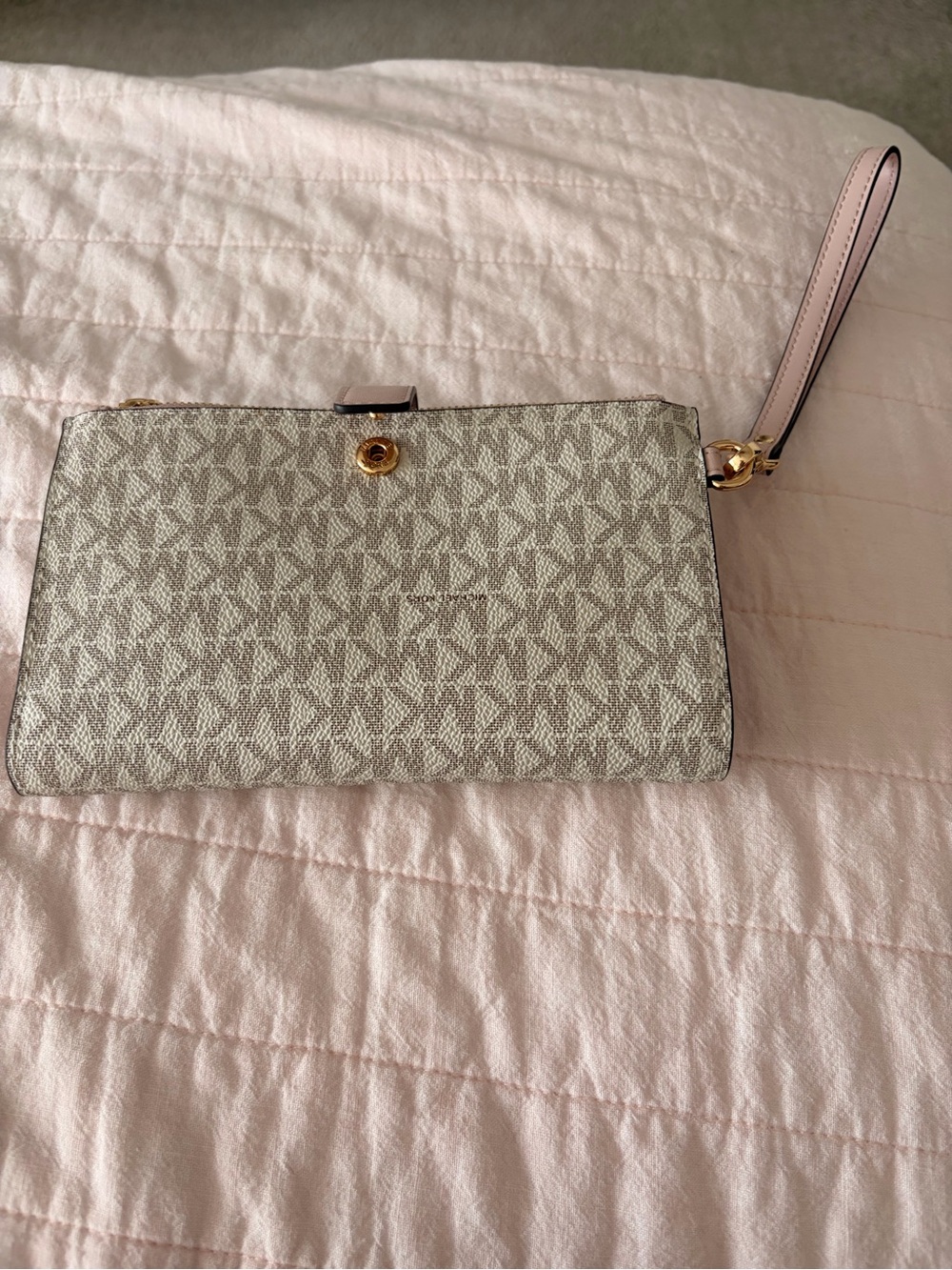 Michael Kors Beige Logo Zip Wristlet with Gold Hardware - Picture 2 of 3